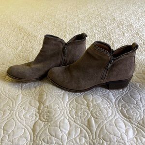 Lucky Brand Suede Taupe ankle booties